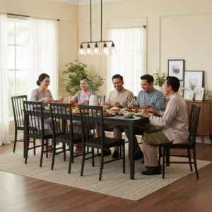 Random EWJ Solid Wood Dining Set 1+8 L180cm W90cm H75cm