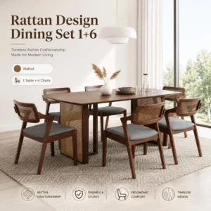 1+6 Rattan Dining Set L150cm W90cm H75cm