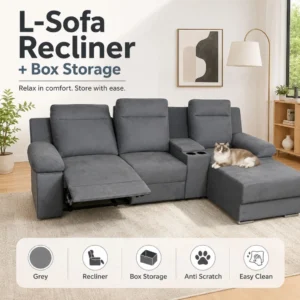 L-Shape Recliner Sofa L272cm W102cm H86cm