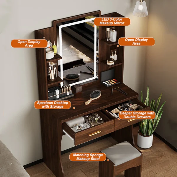 GDeal LED Vanity Dressing Table L80cm W40cm H140cm